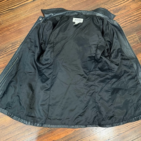 Alfani Women’s Vintage Genuine Leather Collared Black Jacket W/ Pockets Sz M - Picture 4 of 7